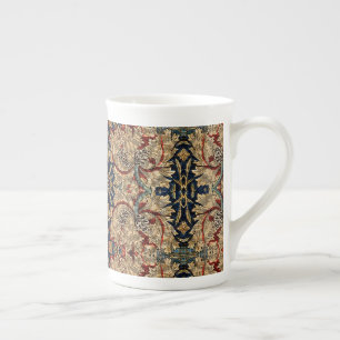 William Morris Vintage-Blumenmuster Rot Blau Prozellantasse