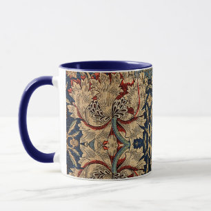 William Morris Vintage-Blumenmuster Rot Blau Tasse