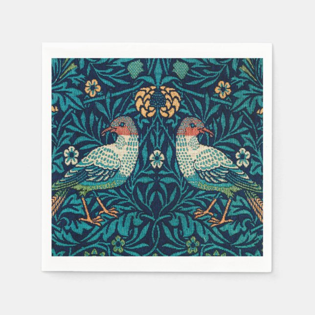 William Morris - Vintage Blumenvögel Serviette (Vorderseite)