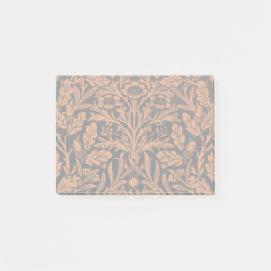 William Morris Vintage Brandorange-Schwarz-Muster Post-it Klebezettel