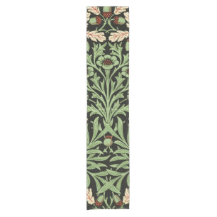 William Morris Vintage Eiche Schwarz Rot Muster Kurzer Tischläufer