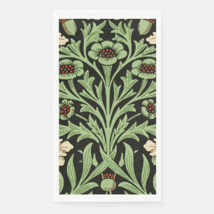 William Morris Vintage Eiche Schwarz Rot Muster Serviette