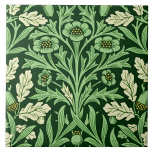 William Morris Vintage Eichen-Ahorn-Muster in Grün Fliese