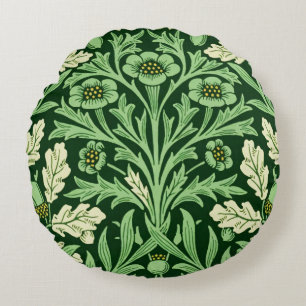 William Morris Vintage Eichen-Ahorn-Muster in Grün Rundes Kissen