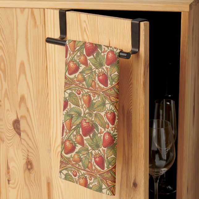 William Morris vintage Erdbeere Blumenmuster Geschirrtuch (Drittel gefaltet)