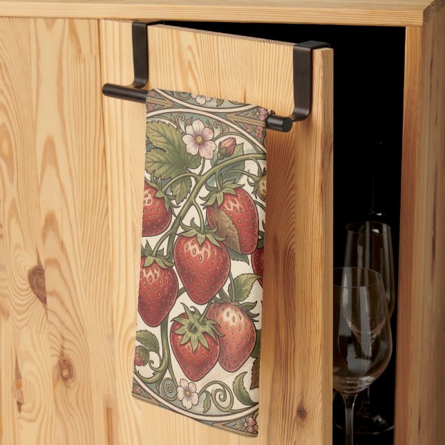 William Morris vintage Erdbeere Blumenmuster Geschirrtuch (Drittel gefaltet)