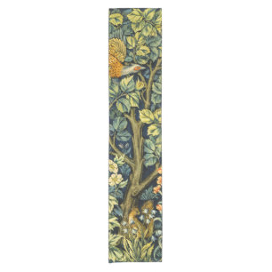 William Morris Vintage Fasan Eichhörnchen Blume Kurzer Tischläufer