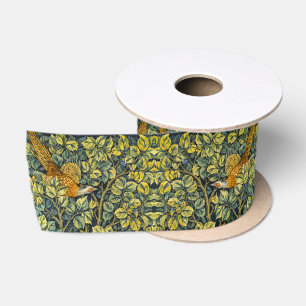 William Morris Vintage Fasan Eichhörnchen Blume Satinband