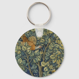 William Morris Vintage Fasan Eichhörnchen Blume Schlüsselanhänger