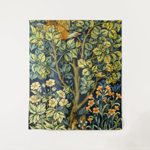 William Morris Vintage Fasan Eichhörnchen Blume Wandteppich