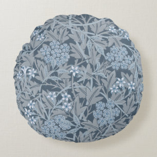 William Morris Vintage Floral Blau Jasmin Rundes Kissen