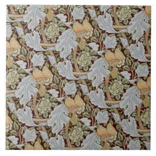 William Morris Vintage Floral Blumen Weiß Rot Fliese