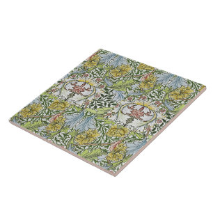 William Morris Vintage Floral Pink Grüner Myrtenst Fliese