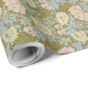 William Morris Vintage Floral Rosa Chrysantheme Geschenkpapier