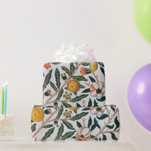 William Morris Vintage Fruit Granatapfel Weiß Geschenkpapier