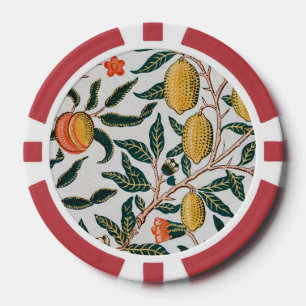 William Morris Vintage Fruit Granatapfel Weiß Pokerchips