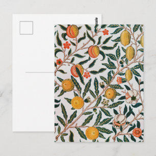 William Morris Vintage Fruit Granatapfel Weiß Postkarte