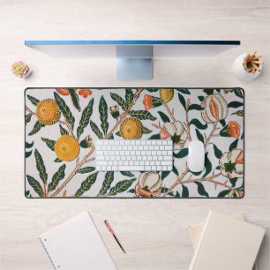 William Morris Vintage Fruit Granatapfel Weiß Schreibtischunterlage
