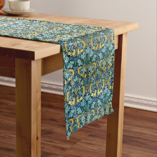 William Morris Vintage Gold Grün Blau Großer Tischläufer