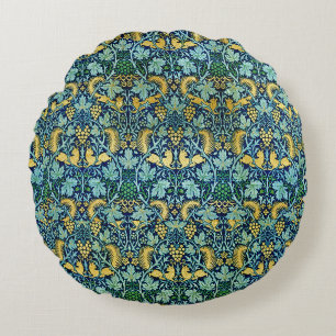 William Morris Vintage Gold Grün Blau Rundes Kissen