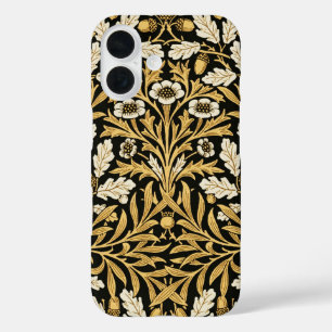 William Morris Vintage Gold Schwarz Eichenmuster iPhone 16 Hülle
