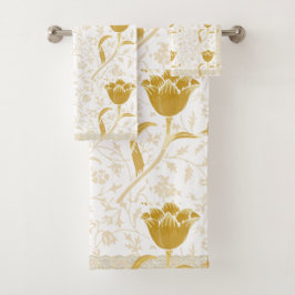 William Morris Vintage Gold Tulip Handtuch Badhandtuch Set