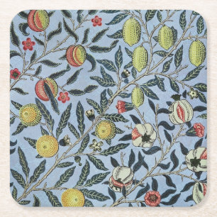 William Morris Vintage Granatapfel Fruchtmuster Rechteckiger Pappuntersetzer