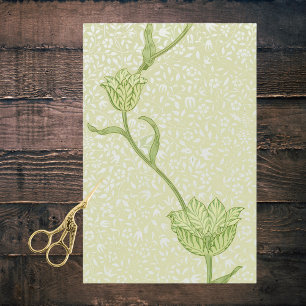 William Morris Vintage Grüne Gartentulpe Seidenpapier