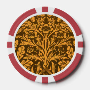 William Morris Vintage Herbst Gold Eichen Muster Pokerchips