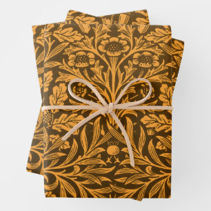William Morris Vintage Herbst Gold Eichenmuster Geschenkpapier Set