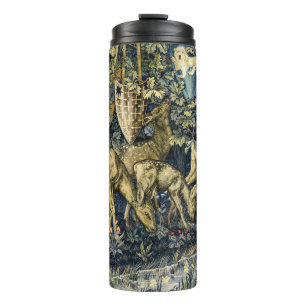 William Morris Vintage-Hirsch- und Schild-Tapeten- Thermosbecher
