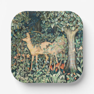 William Morris Vintage Hirsch Wald Blumenkunst Pappteller