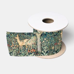 William Morris Vintage-Hirsch-Waldflora-Kunst Satinband