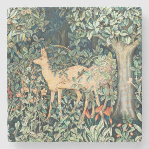William Morris Vintage-Hirsch-Waldflora-Kunst Steinuntersetzer