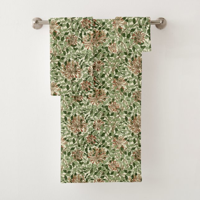 William Morris Vintage Honeysuckle-Muster Badhandtuch Set (Insitu)