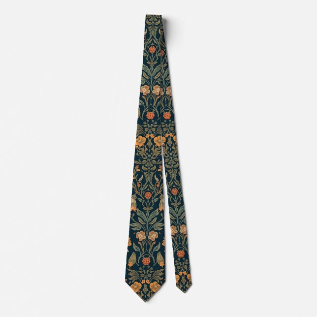 William Morris vintage Honigkraut Blumenmuster Krawatte (Vorderseite)