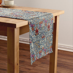 William Morris Vintage Indigo Blumenmuster Kurzer Tischläufer