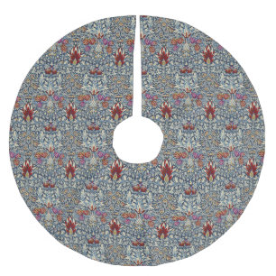 William Morris Vintage Indigo Blumenmuster Polyester Weihnachtsbaumdecke
