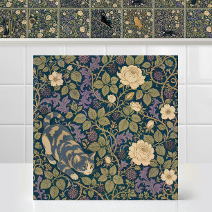 William Morris Vintage Katze Bramble Rose Baldachi Fliese