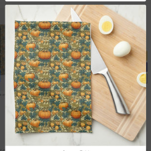 William Morris Vintage-Kürbisfeld Thanksgiving Geschirrtuch