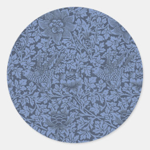 William Morris Vintage-Muster Vogel und Anemone Runder Aufkleber