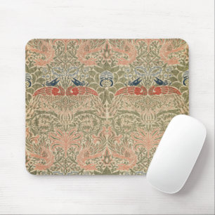 William Morris Vintage Pfau & Drache Tapete Mousepad