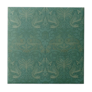 William Morris Vintage Pfau und Drache Fliese