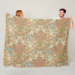 William Morris Vintage Rosa Blau Weiß Grün Fleecedecke