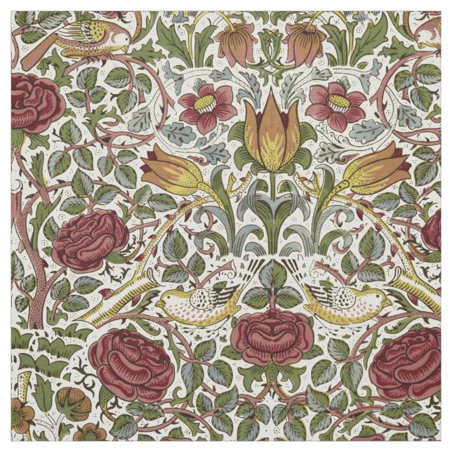 William Morris Vintage Rose und Vogelmuster Stoff (Muster)