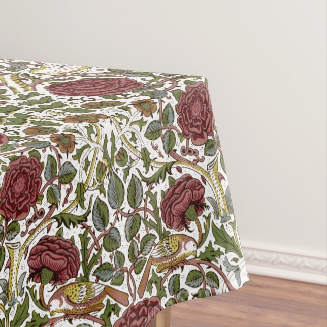 William Morris Vintage Rose und Vogelmuster Tischdecke (Beispiel)