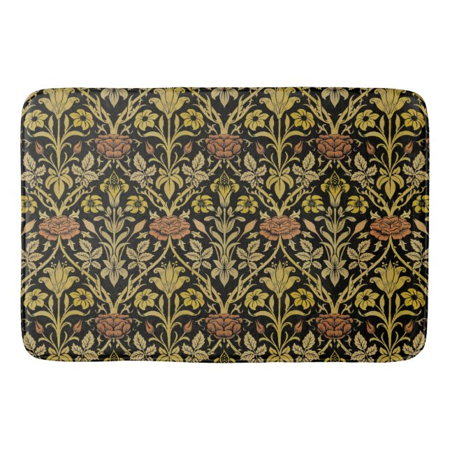 William Morris Vintage-Rosen- und Lilien-Blumenmus Badematte (Vorderseite)