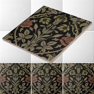 William Morris Vintage-Rosen- und Lilienmuster Fliese