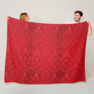 William Morris Vintage Rot gestempeltes Samtmuster Fleecedecke