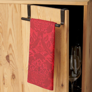 William Morris Vintage Rot gestempeltes Samtmuster Geschirrtuch